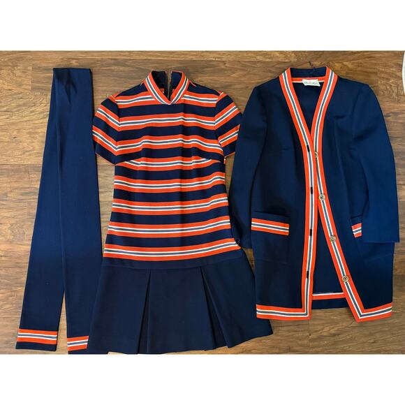 VTG Union Made 60s/70s Butte Knit Long Cardigan Dress & Scarf Auburn Tiger Lrg? - Picture 1 of 12